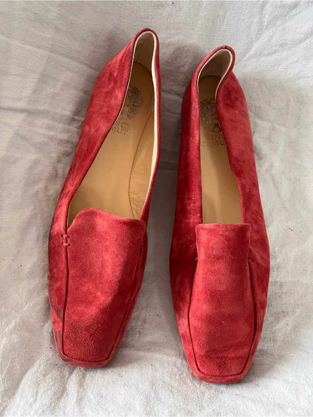 Vince Camuto Red Suede Slip-On Loafers